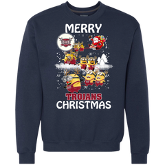 Troy Trojans Ugly Christmas Sweaters Minions Santa Claus Merry Christmas Sweatshirt - The White Eagles