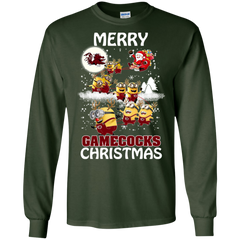 South Carolina Gamecocks Ugly Christmas Sweaters Minions Santa Claus LS Cotton T-Shirt - The White Eagles
