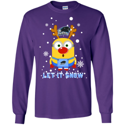 Minion Eastern Illinois Panthers Ugly Christmas Sweaters Let It Snow LS Cotton T-Shirt - The White Eagles