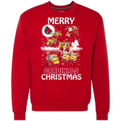 Ball State Cardinals Ugly Christmas Sweaters Minions Santa Claus Merry Christmas Sweatshirt - The White Eagles