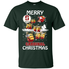 Stanford Cardinal Ugly Christmas Sweaters Minions Santa Claus Merry Christmas Cotton T-Shirt - The White Eagles