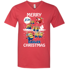 Georgia Southern Eagles Ugly Christmas Sweaters Minions Santa Claus Merry Christmas Men's V-Neck T-Shirt - The White Eagles