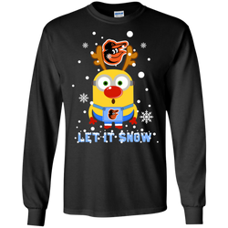 Minion Baltimore Orioles  Ugly Christmas Sweaters Let It Snow LS Cotton T-Shirt - The White Eagles