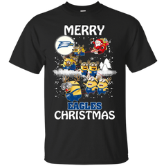 Georgia Southern Eagles Ugly Christmas Sweaters Minions Santa Claus Merry Christmas Cotton T-Shirt - The White Eagles