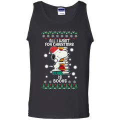 All I Want For Christmas Is Books Snoopy The Peanuts Movie Tank Top - The White Eagles