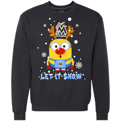 Minion Miami Marlins Ugly Christmas Sweaters Let It Snow Sweatshirt - The White Eagles