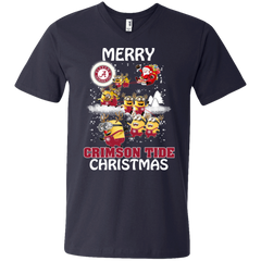 Alabama Crimson Tide T Shirts Minions Santa Claus Merry Christmas Men's V-Neck T-Shirt - The White Eagles