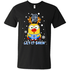 Minion Detroit Tigers  Ugly Christmas Sweaters Let It Snow Men's V-Neck T-Shirt - The White Eagles