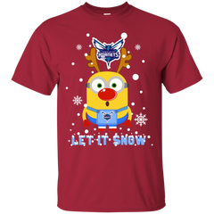 Minion Charlotte Hornets Ugly Christmas Sweaters Let It Snow Cotton T-Shirt - The White Eagles