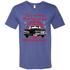 Deck The Halls With Salt And Iron Impala Lalalalalalala Supernatural Ugly Christmas Sweater Men's V-Neck T-Shirt - The White Eagles