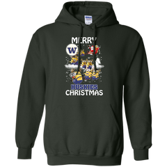 Washington Huskies Ugly Christmas Sweaters Minions Santa Claus Merry Christmas Hoodie - The White Eagles