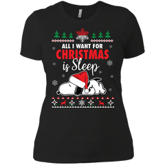 All I Want For Christmas Is Sleep Snoopy The Peanuts Movie Ladies' Shirt - The White Eagles