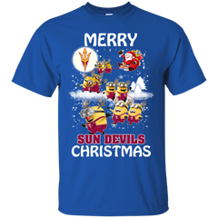 Arizona State Sun Devils T Shirts Minions Santa Claus Merry Christmas Cotton T-Shirt - The White Eagles