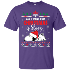 All I Want For Christmas Is Sleep Snoopy The Peanuts Movie Cotton T-Shirt - The White Eagles