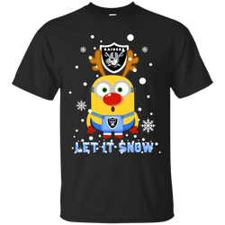Minion Oakland Raiders Ugly Christmas Sweaters Let It Snow Cotton T-Shirt - The White Eagles