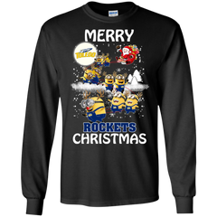 Toledo Rockets Ugly Christmas Sweaters Minions Santa Claus Merry Christmas LS Cotton T-Shirt - The White Eagles
