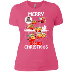 New Mexico State Aggies Ugly Christmas Sweaters Minions Santa Claus Merry Christmas Ladies' Shirt - The White Eagles