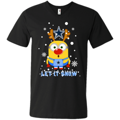 Minion Dallas Cowboys Ugly Christmas Sweaters Let It Snow Men's V-Neck T-Shirt - The White Eagles