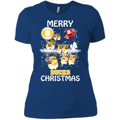 Oregon Ducks Ugly Christmas Sweaters Minions Santa Claus Merry Christmas Ladies' Shirt - The White Eagles