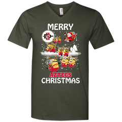 San Diego State Athletics Ugly Christmas Sweaters Minions Santa Claus Merry Christmas Men's V-Neck T-Shirt - The White Eagles