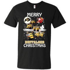 Colorado Buffaloes Ugly Christmas Sweaters Minions Santa Claus Merry Christmas Men's V-Neck T-Shirt - The White Eagles
