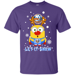 Minion New York Islanders Ugly Christmas Sweaters Let It Snow Cotton T-Shirt - The White Eagles
