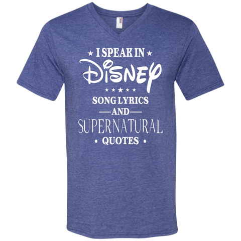I Speak In Disney Song Lyrics And Supernatural Quotes Shirt Men's V-Neck T-Shirt - The White Eagles