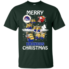 Boise State Broncos Ugly Christmas Sweaters Minions Santa Claus Merry Christmas Cotton T-Shirt - The White Eagles