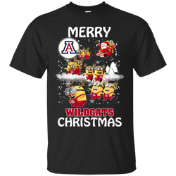 Arizona Wildcats T Shirts Minions Santa Claus Merry Christmas Cotton T-Shirt - The White Eagles