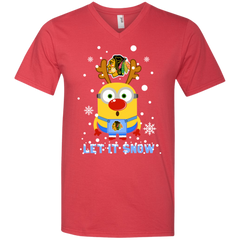 Minion Chicago Blackhawks Ugly Christmas Sweaters Let It Snow Men's V-Neck T-Shirt - The White Eagles