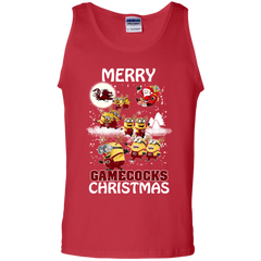 South Carolina Gamecocks Ugly Christmas Sweaters Minions Santa Claus Tank Top - The White Eagles