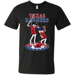 Texas Rangers Baseball Rick And Morty Men's V-Neck T-Shirt - The White Eagles