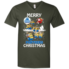 Georgia State Panthers Ugly Christmas Sweaters Minions Santa Claus Merry Christmas Men's V-Neck T-Shirt - The White Eagles
