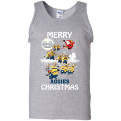 Utah State Aggies Ugly Christmas Sweaters Minions Santa Claus Merry Christmas Tank Top - The White Eagles