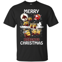 Texas State Bobcats Ugly Christmas Sweaters Minions Santa Claus Merry Christmas Cotton T-Shirt - The White Eagles