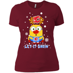 Minion Calgary Flames Ugly Christmas Sweaters Let It Snow Ladies' Shirt - The White Eagles