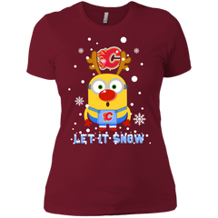 Minion Calgary Flames Ugly Christmas Sweaters Let It Snow Ladies' Shirt - The White Eagles