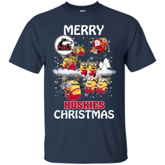 Northern Lllinois Huskies Ugly Christmas Sweaters Minions Santa Claus Merry Christmas Cotton T-Shirt - The White Eagles