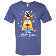 Minion Chicago White Sox  Ugly Christmas Sweaters Let It Snow Men's V-Neck T-Shirt - The White Eagles