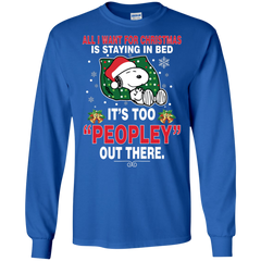 I Want For Christmas Is Staying In Bed Snoopy The Peanuts Movie LS Cotton T-Shirt - The White Eagles