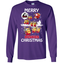 Northern Lllinois Huskies Ugly Christmas Sweaters Minions Santa Claus Merry Christmas LS Cotton T-Shirt - The White Eagles