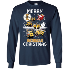 Idaho Vandals Ugly Christmas Sweaters Minions Santa Claus Merry Christmas LS Cotton T-Shirt - The White Eagles