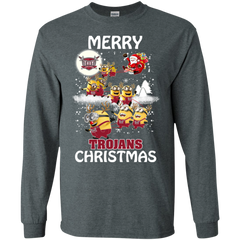 Troy Trojans Ugly Christmas Sweaters Minions Santa Claus Merry Christmas LS Cotton T-Shirt - The White Eagles