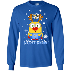 Minion Nashville Predators Ugly Christmas Sweaters Let It Snow LS Cotton T-Shirt - The White Eagles