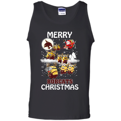 Texas State Bobcats Ugly Christmas Sweaters Minions Santa Claus Merry Christmas Tank Top - The White Eagles