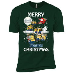 Utah State Aggies Ugly Christmas Sweaters Minions Santa Claus Merry Christmas Men's Sleeve Shirt - The White Eagles
