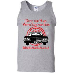 Deck The Halls With Salt And Iron Impala Lalalalalalala Supernatural Ugly Christmas Sweater Tank Top - The White Eagles