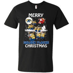 Kent State Golden Flashes Ugly Christmas Sweaters Minions Santa Claus Merry Christmas Men's V-Neck T-Shirt - The White Eagles