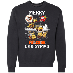 Bowling Green Falcons Ugly Christmas Sweaters Minions Santa Claus Merry Christmas Sweatshirt - The White Eagles