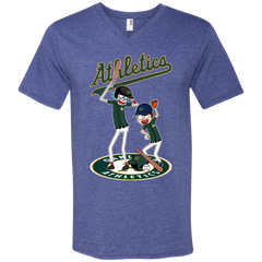 Oakland Athletics Baseball Rick And Morty Men's V-Neck T-Shirt - The White Eagles